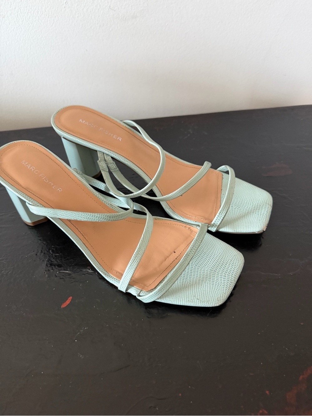 Marc Fisher Mint Strappy Square-Toe Heels - Picture 6 of 6
